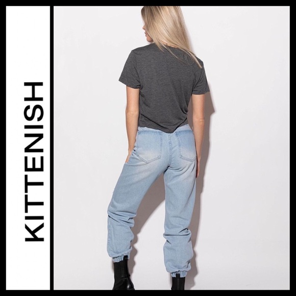 Kittenish Distressed Ansley Denim Joggers - Picture 3 of 12
